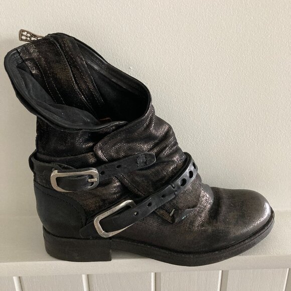A.S.98 New Leather Boots, metallic black, in size 38 - Picture 1 of 10